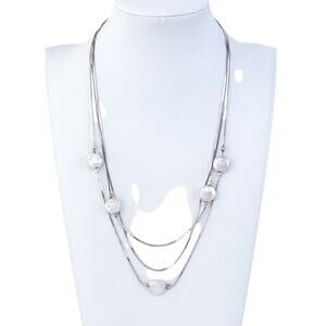 Multi-Strand Necklace with Coin Pearls | Estate Sterling Silver 925 | 16"-18"